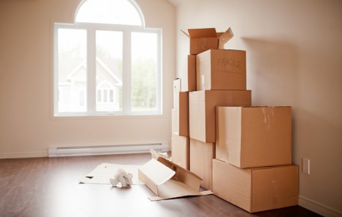 Packed moving boxes ready for transport during a Kingston relocation