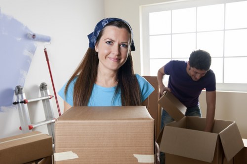 Packed office supplies ready for a Kingston commercial relocation