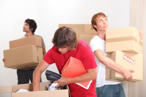 Boxes and personal items prepared for student removals in Kingston