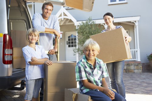 Professional team managing an office move in a Kingston building